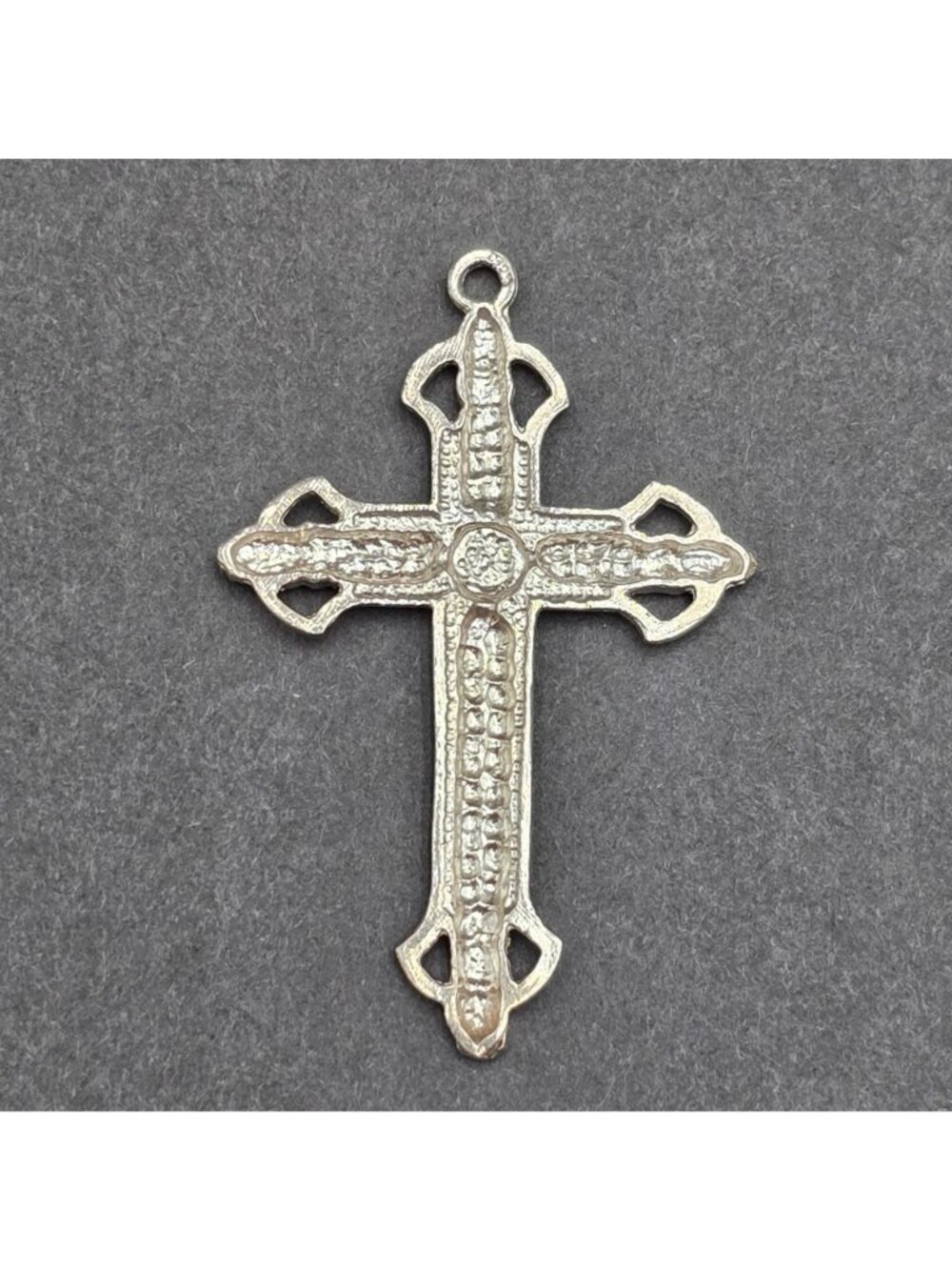 Vintage Sterling Silver Diamond Cut Chevron Filigree Cross Latin Pendant 2" READ - Picture 2 of 9